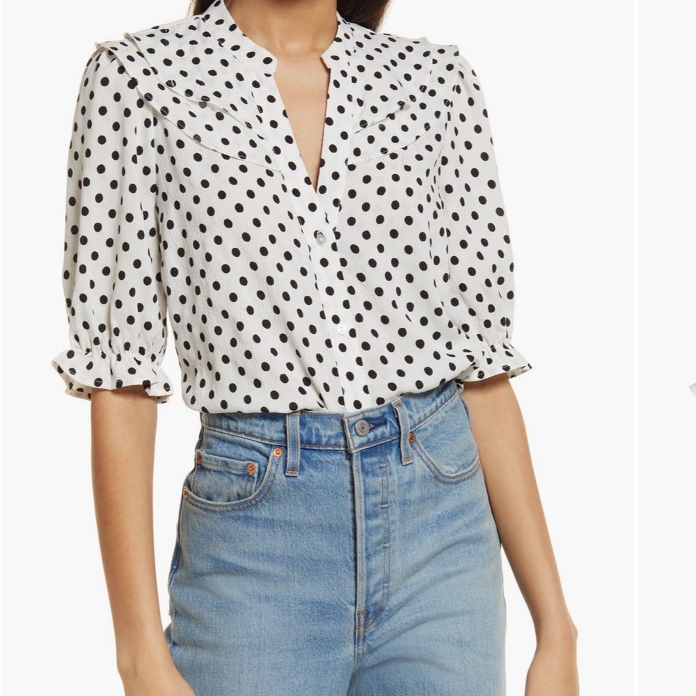 Nordstrom Cornelia Polka Dot Ruffle Blouse